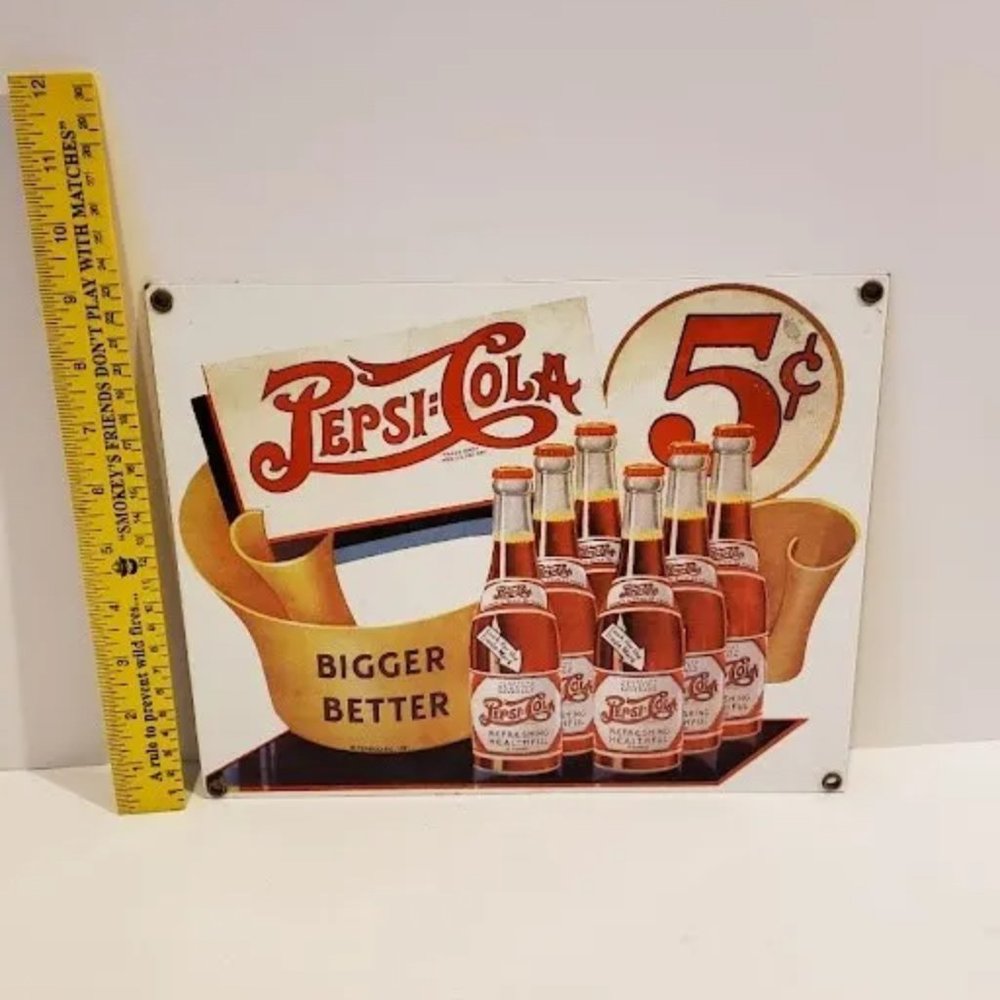 Vintage PEPSI COLA 5 Cents Sign USA MADE